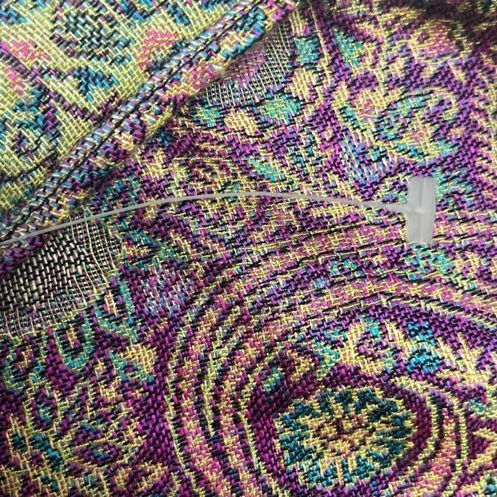 Beautiful Purple Blue Green Tan Paisley Pattern Pashmina Wrap Scarf w/ Tassel-OS